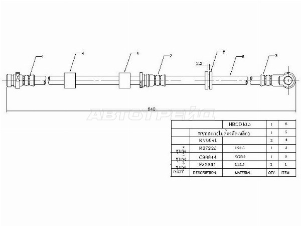 Шланг тормозной (Спереди/ Справа) Mitsubishi ASX 10- / Lancer 07-17