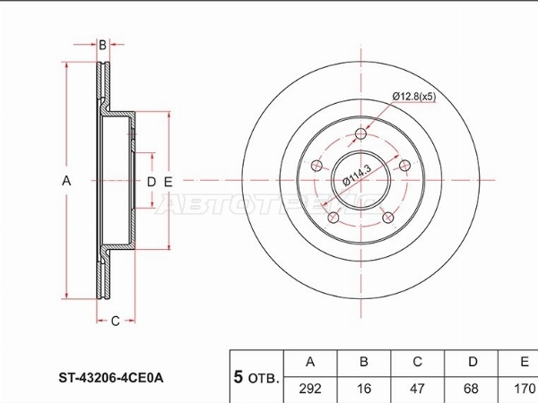 Диск тормозной (Зад) Nissan Leaf 17-22 / Qashqai 13-22